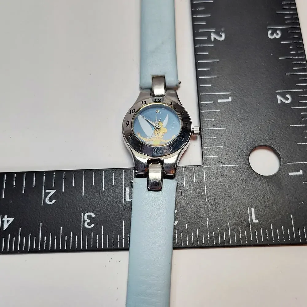 Disney Tinker Bell Watch Blue Strap Silver Tone Case